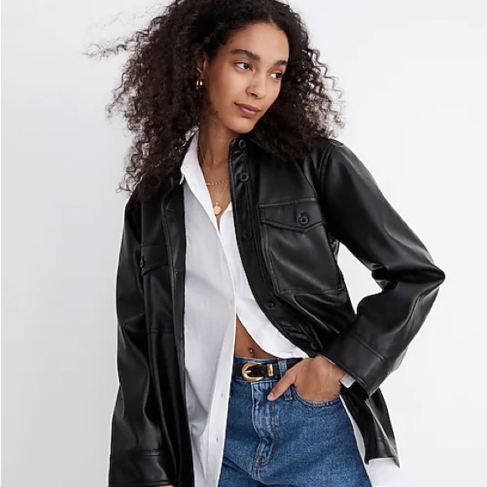 Madewell Faux Leather Oversized Shirt-Jacket